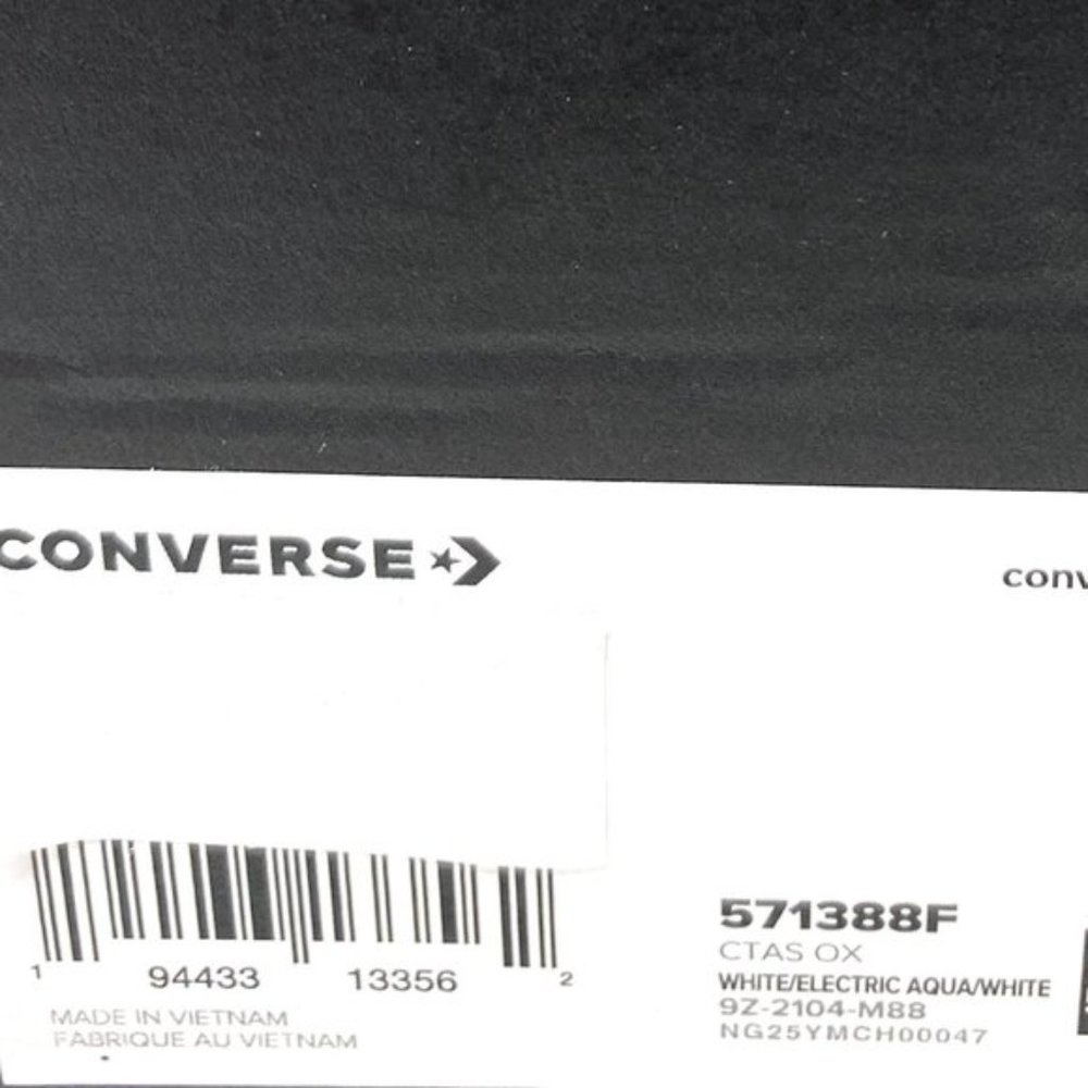Converse Women's Size 571388F CTAS OX ELECTRIC AQUA WHITE Canvas Low Top Sneaker - Picture 7 of 8